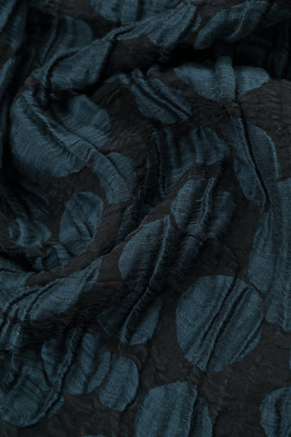 Midnight Blue Circle Silk Linen Scarf 4