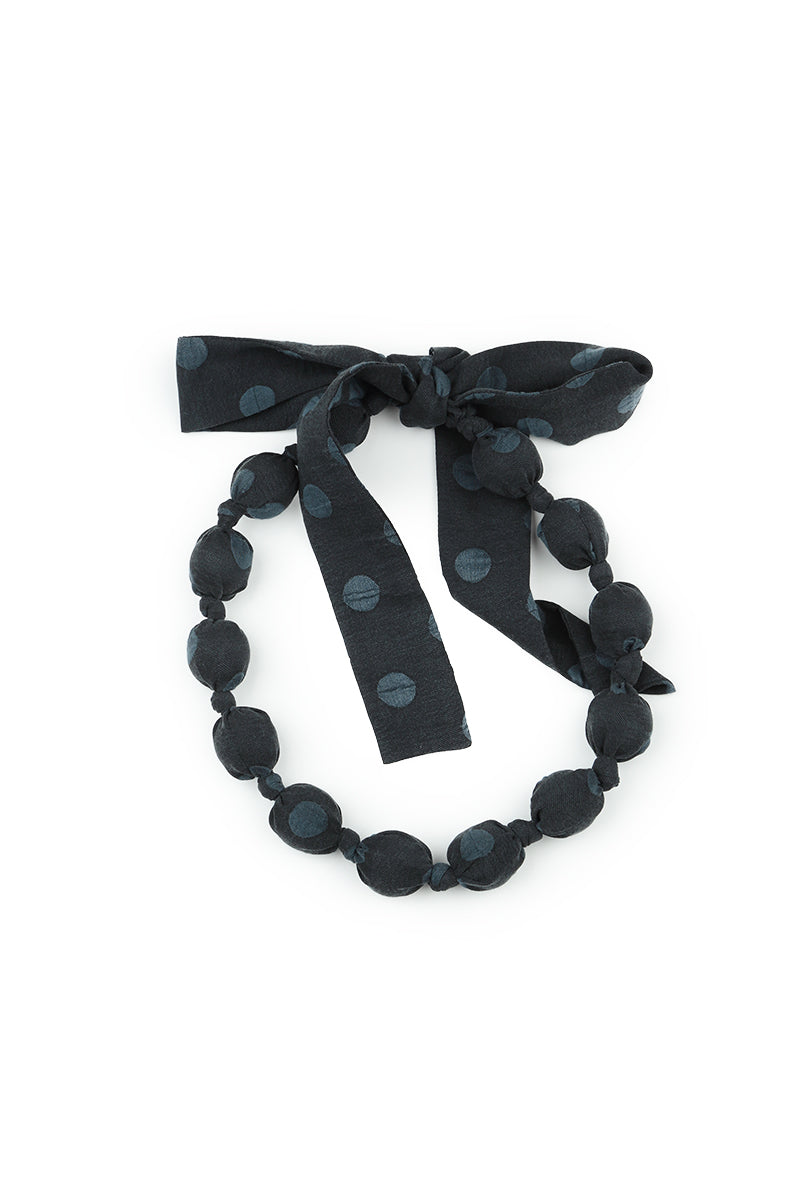 Midnight Blue Dotty Silk Bead Necklace 4