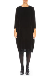 Midnight Blue Silk Velvet Midi Dress 1