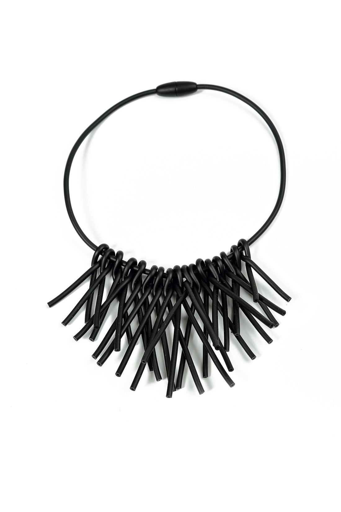 Midnight Cluster Black Rubber Necklace