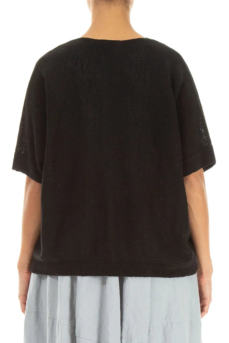 Minimalistischer Jumpsuit aus schwarzem Leinen