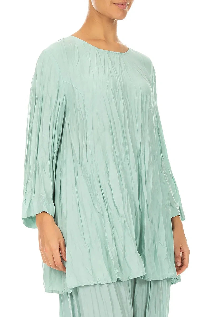 Mint Crumpled Pure Silk Tunic 3