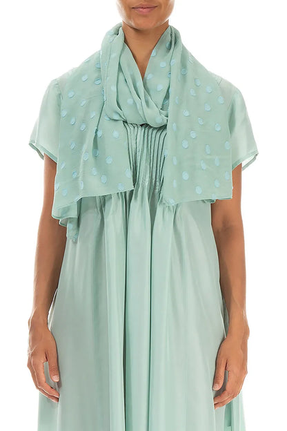 Mint Light Dotty Silk Scarf 1