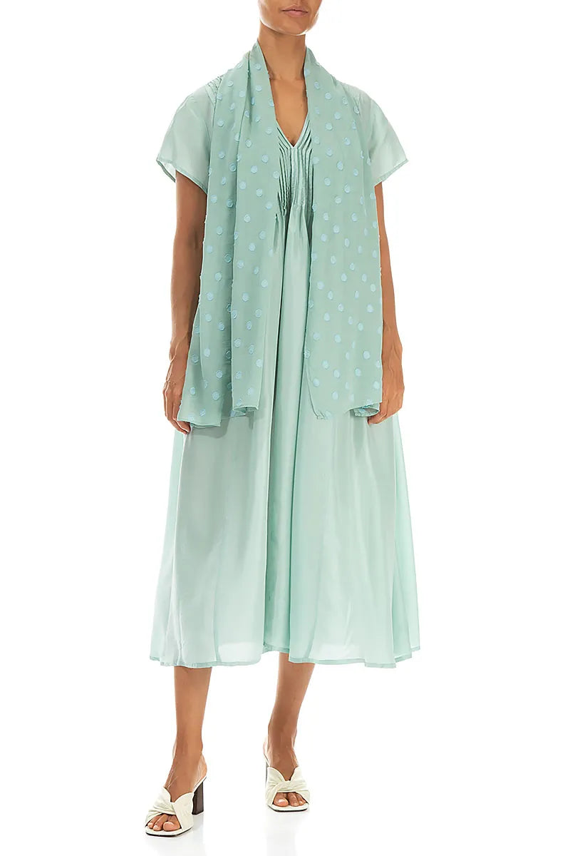 Mint Light Dotty Silk Scarf 2