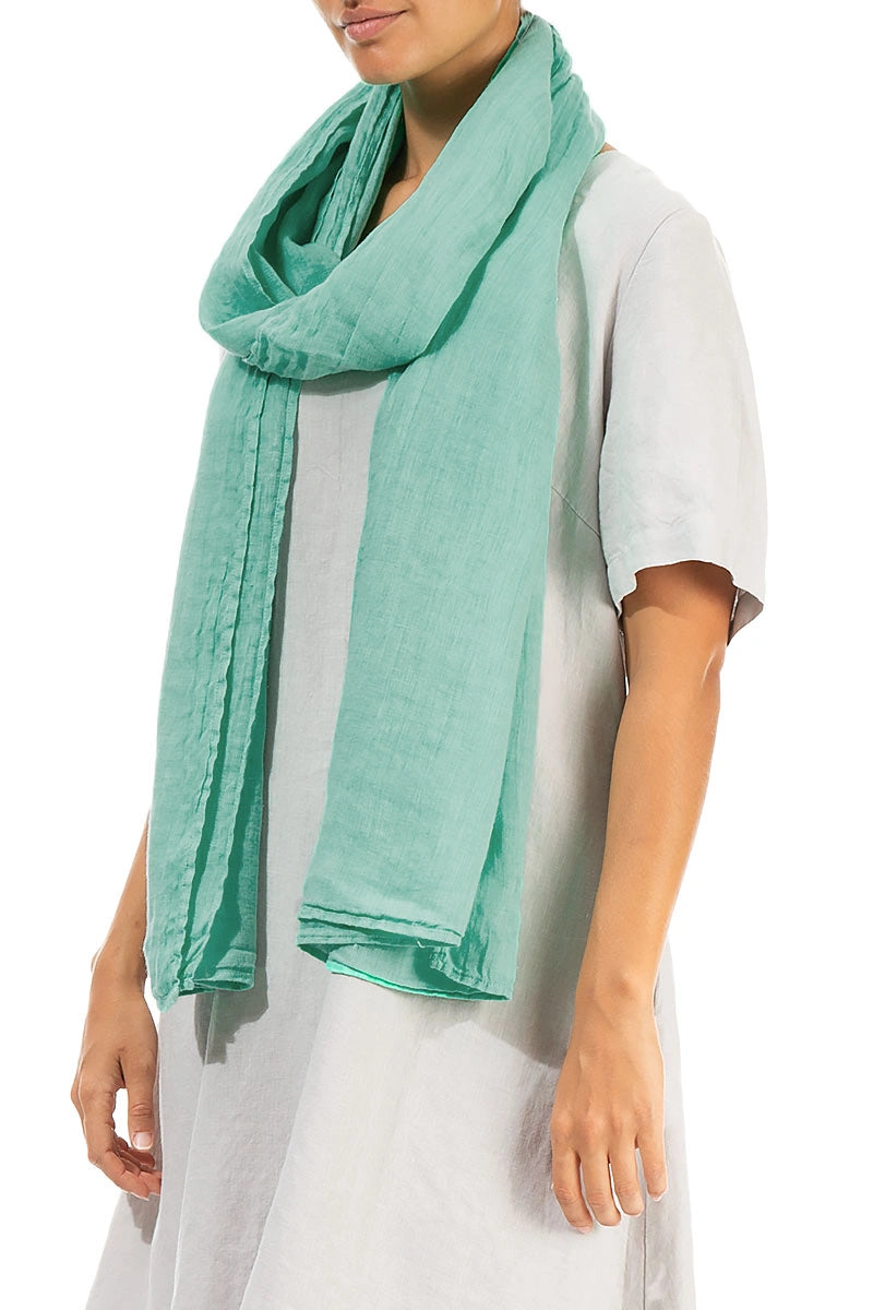 Écharpe en gaze de lin douce couleur menthe