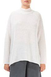 Mock Neck White Wool Sweater 1