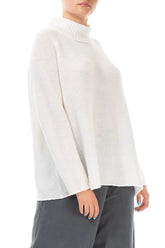 Mock Neck White Wool Sweater 3