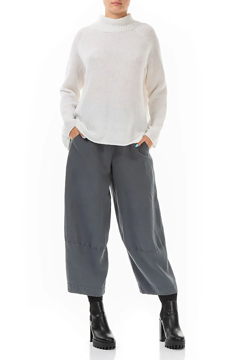 Mock Neck White Wool Sweater 4