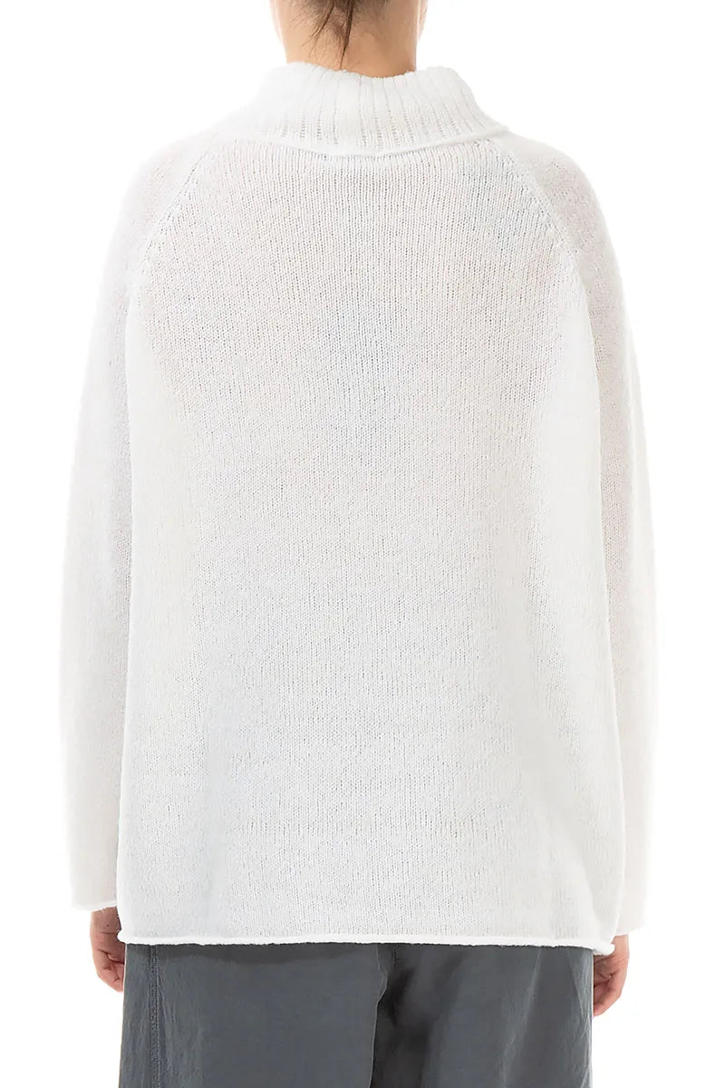 Mock Neck White Wool Sweater 2