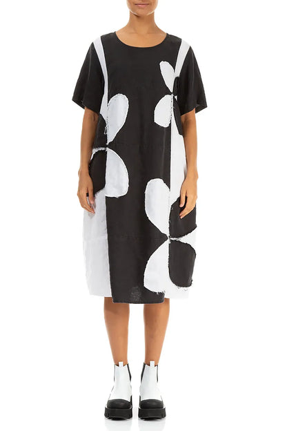 Monochrome Petal Linen Dress 1