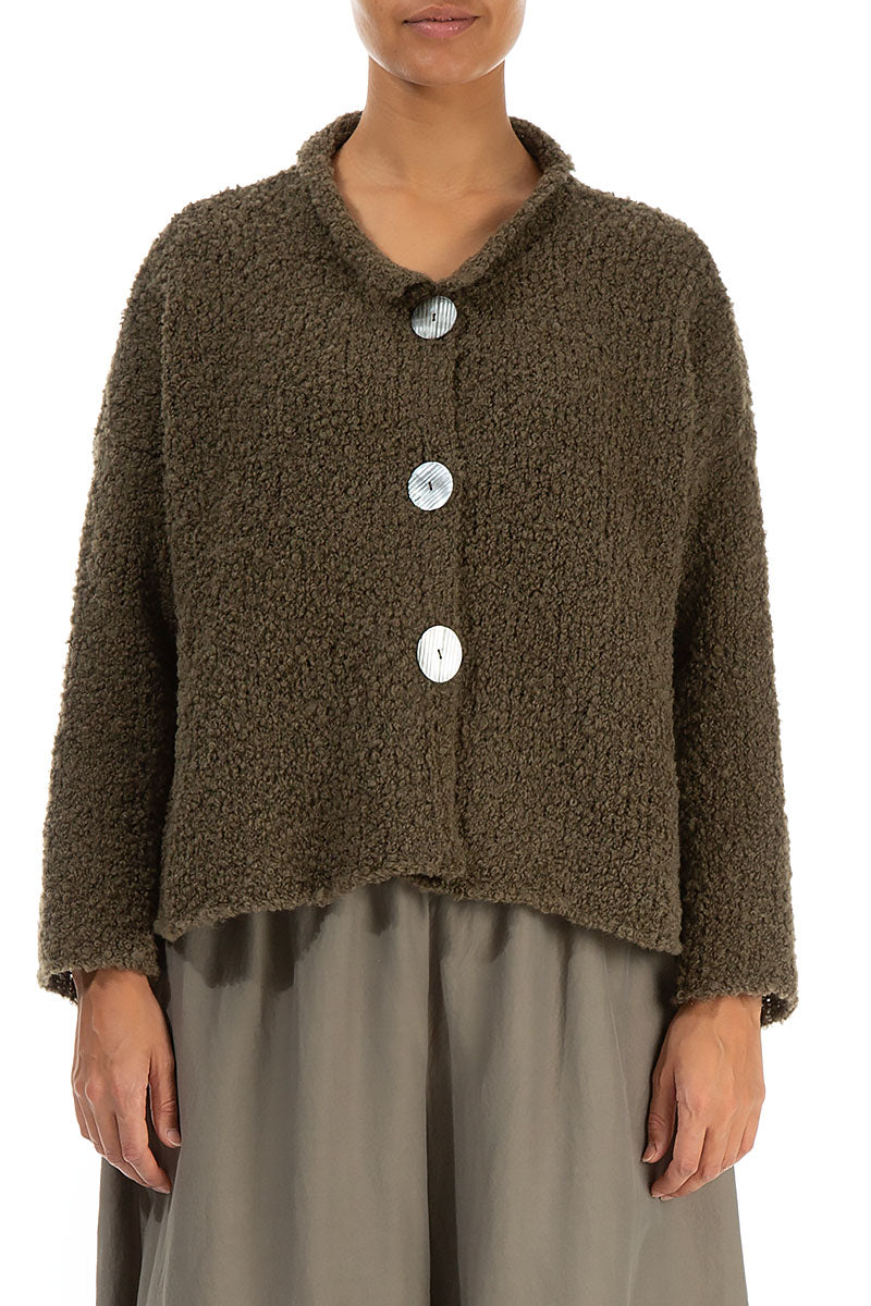 Moss Brown Alpaca Wool Cardigan 1