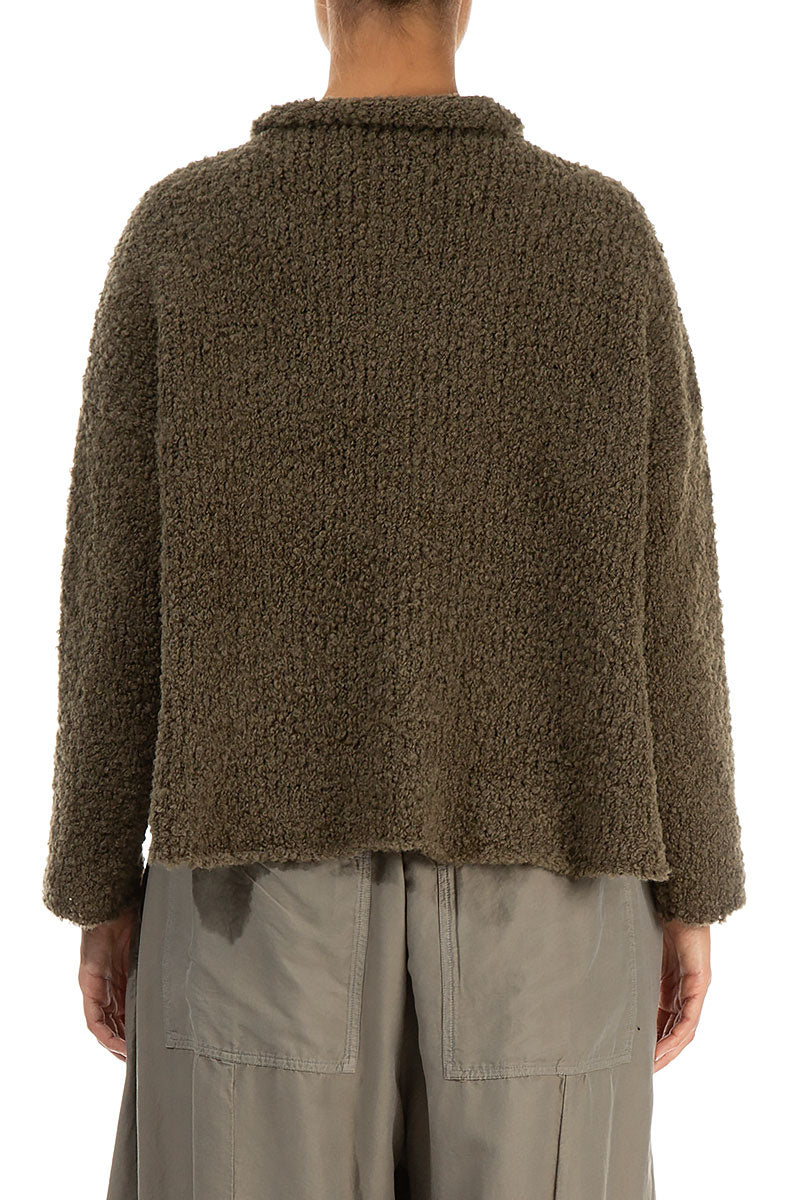 Moss Brown Alpaca Wool Cardigan 2