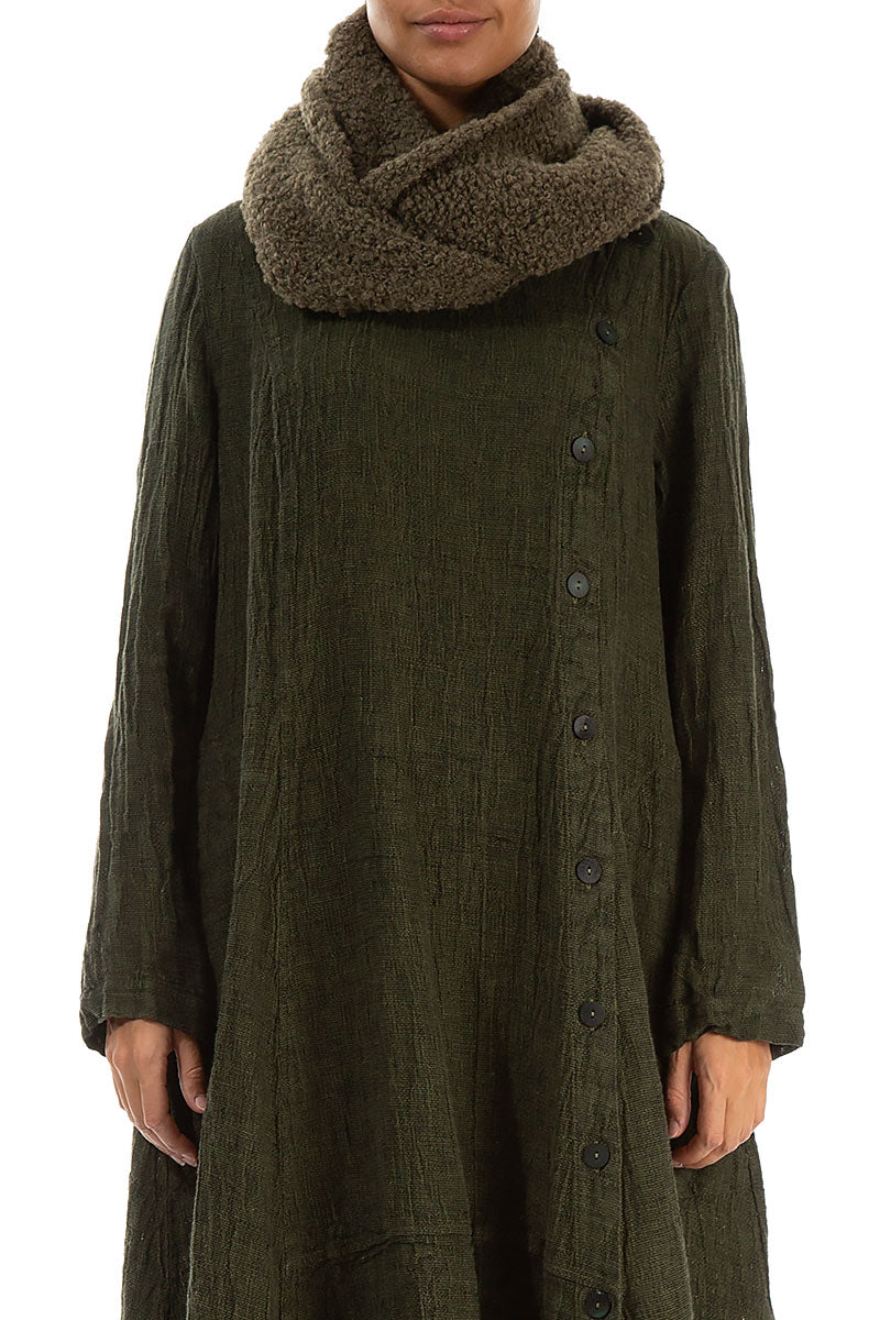 Moss Brown Alpaca Wool Infinity Scarf 1