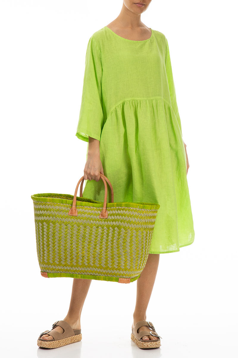 Natural Large Green French Market Basket 1