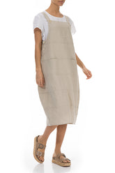 Natural Linen Dungaree Dress 4
