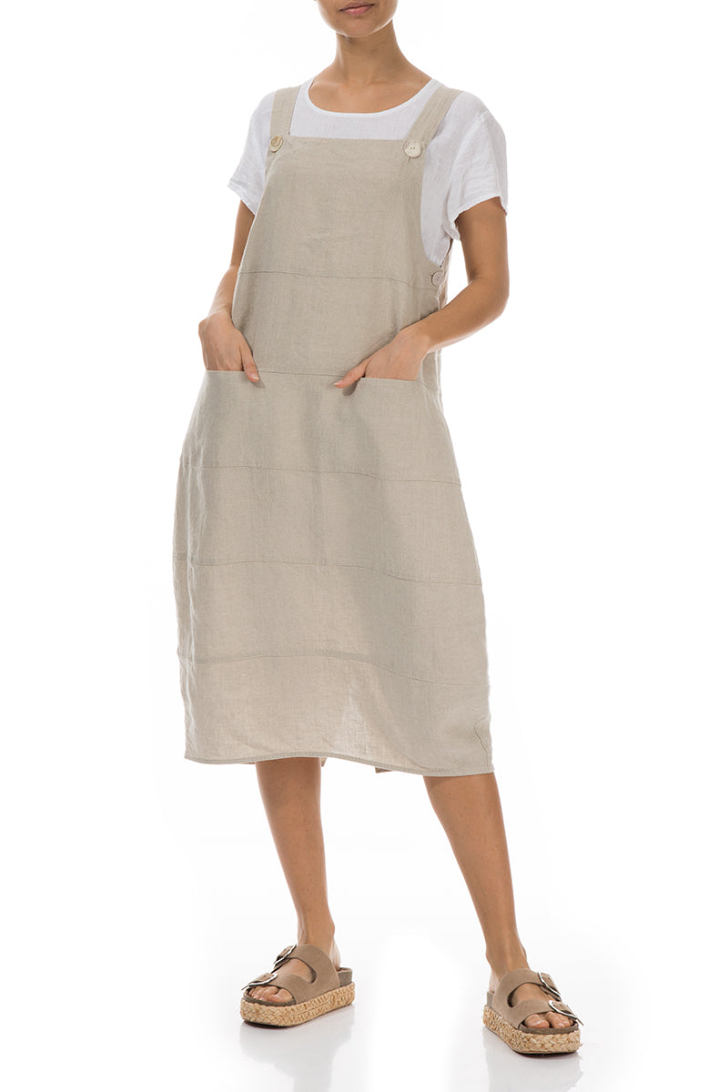 Natural Linen Dungaree Dress 3