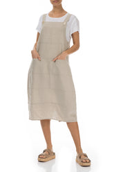 Natural Linen Dungaree Dress 3