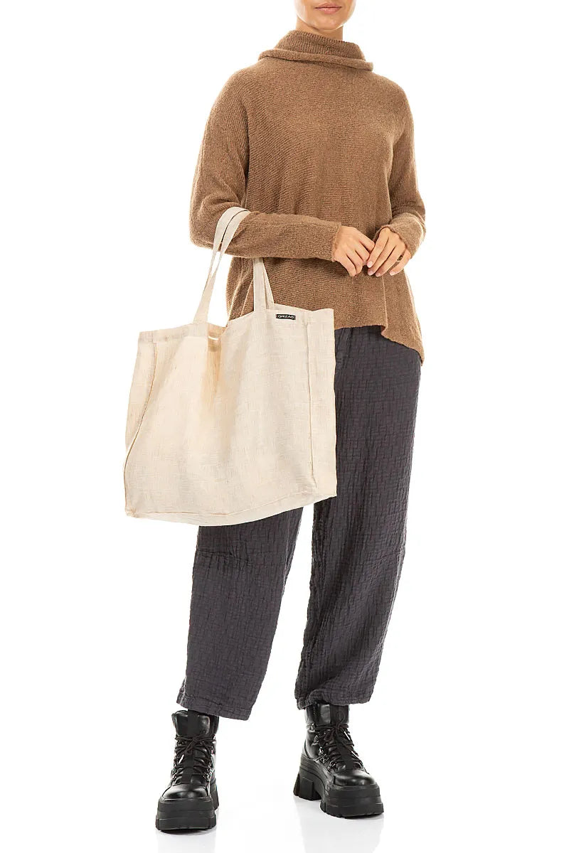 Tragetasche aus naturfarbenem Leinenmeliert
