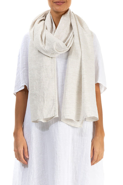 Natural Striped Linen Scarf 1