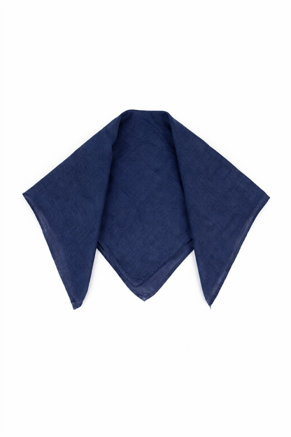 Navy Gauze Linen Square Scarf 5