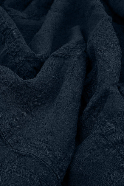 Midnight Blue Patterned Linen Pinafore Dress 5