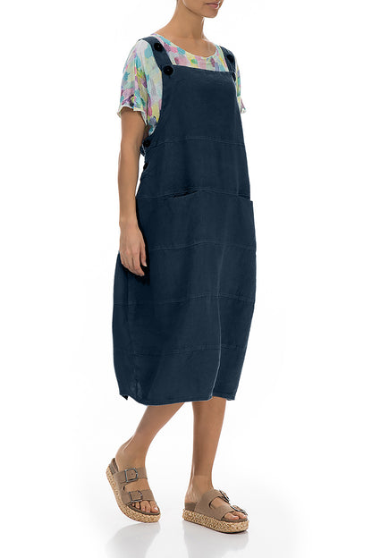 Salopette en lin bleu marine