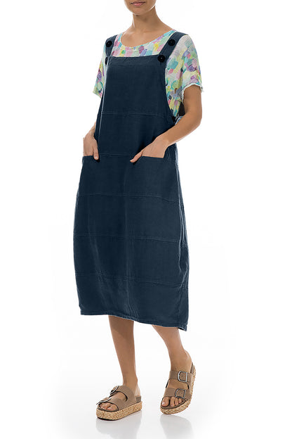 Salopette en lin bleu marine