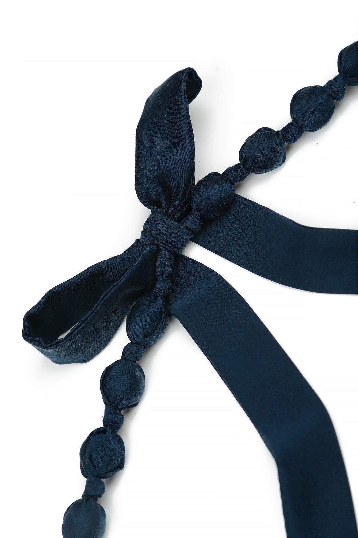 Navy Silk Fine Bead Necklace 6