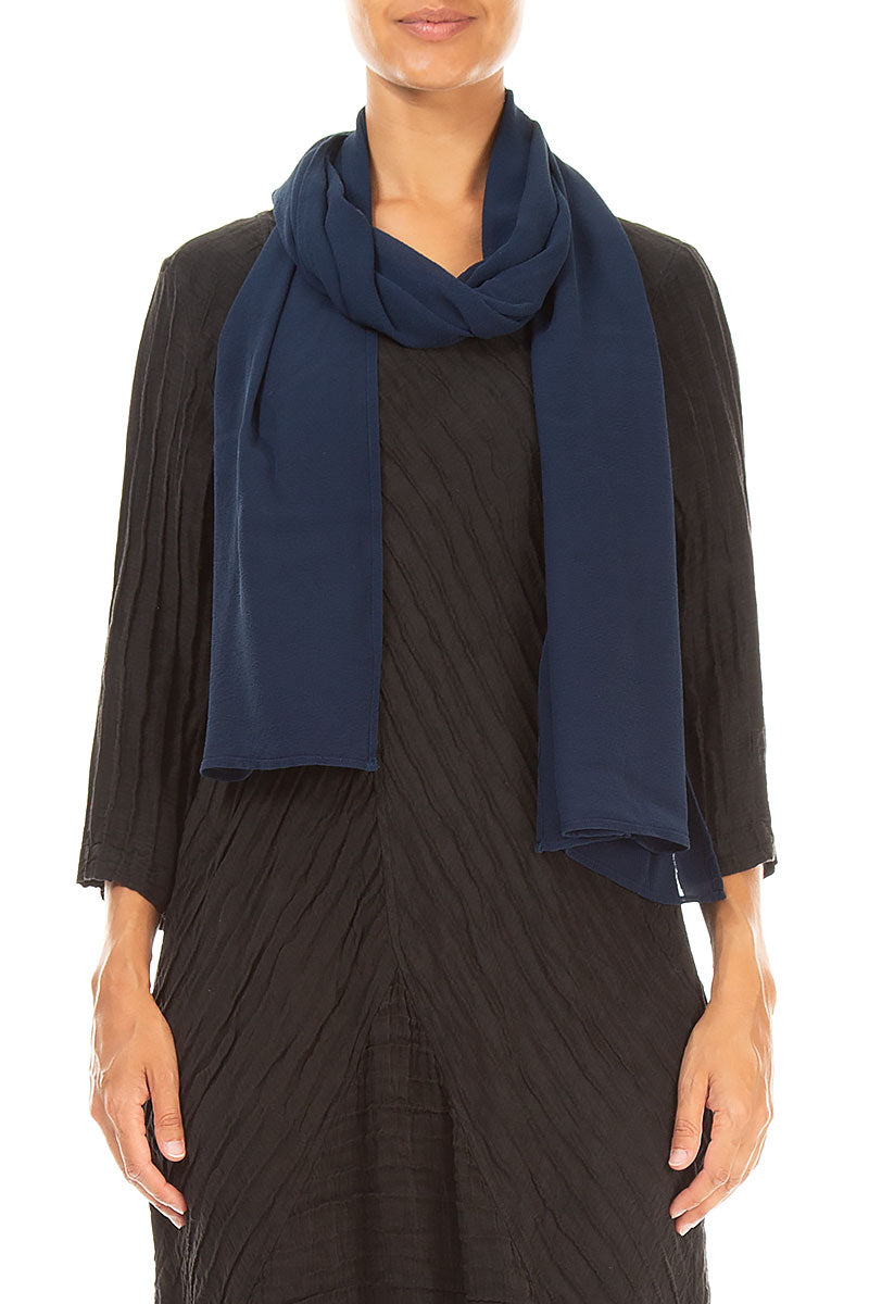 Navy Silk Scarf