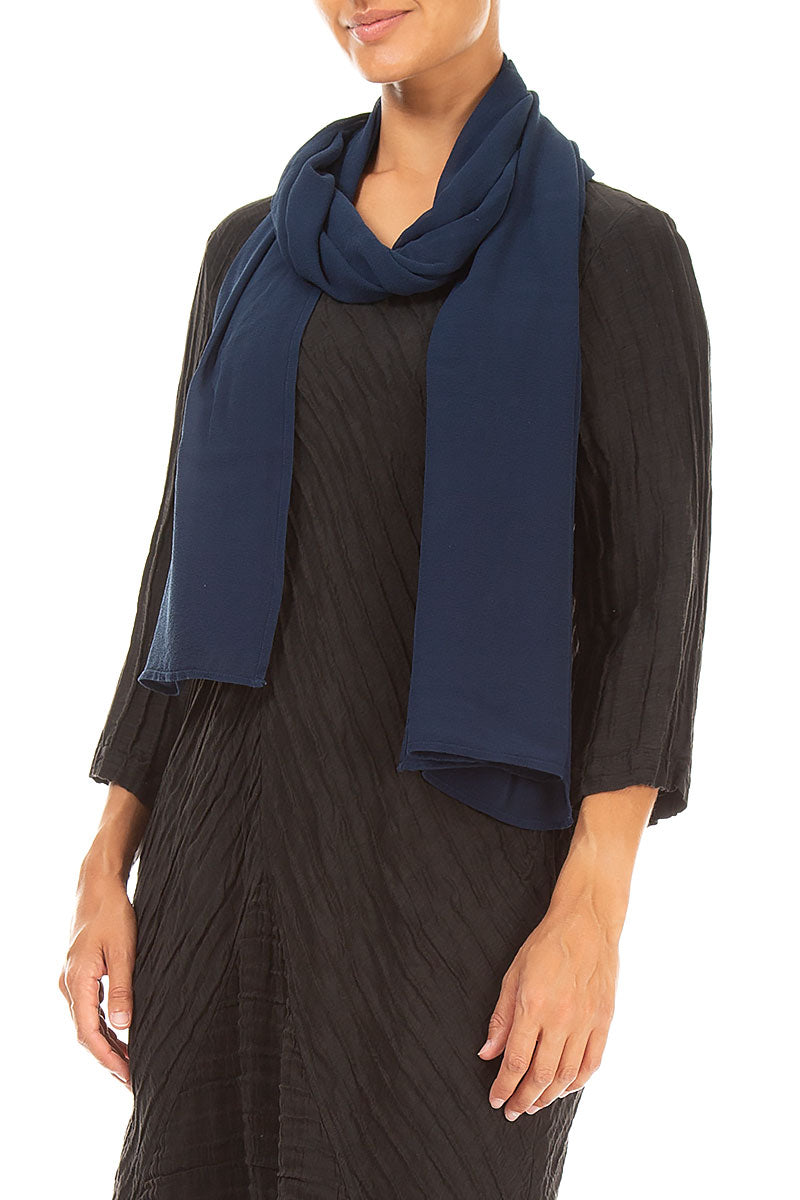 Navy Silk Scarf