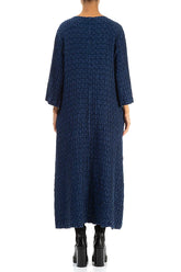 Navy Textured Linen Shift Dress 2