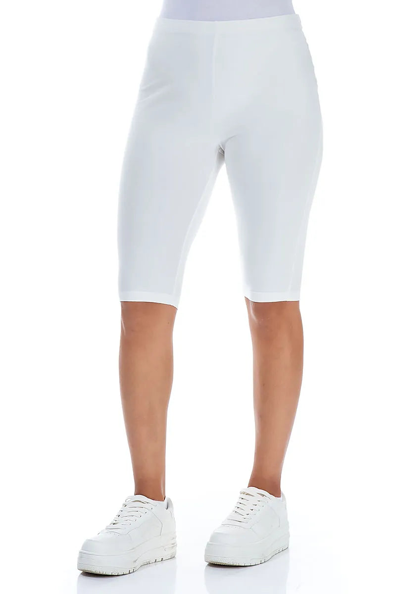 Off White Cotton Stretch Shorts