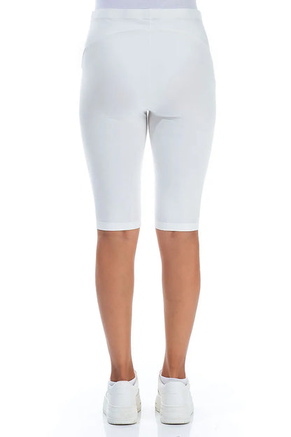 Off White Cotton Stretch Shorts