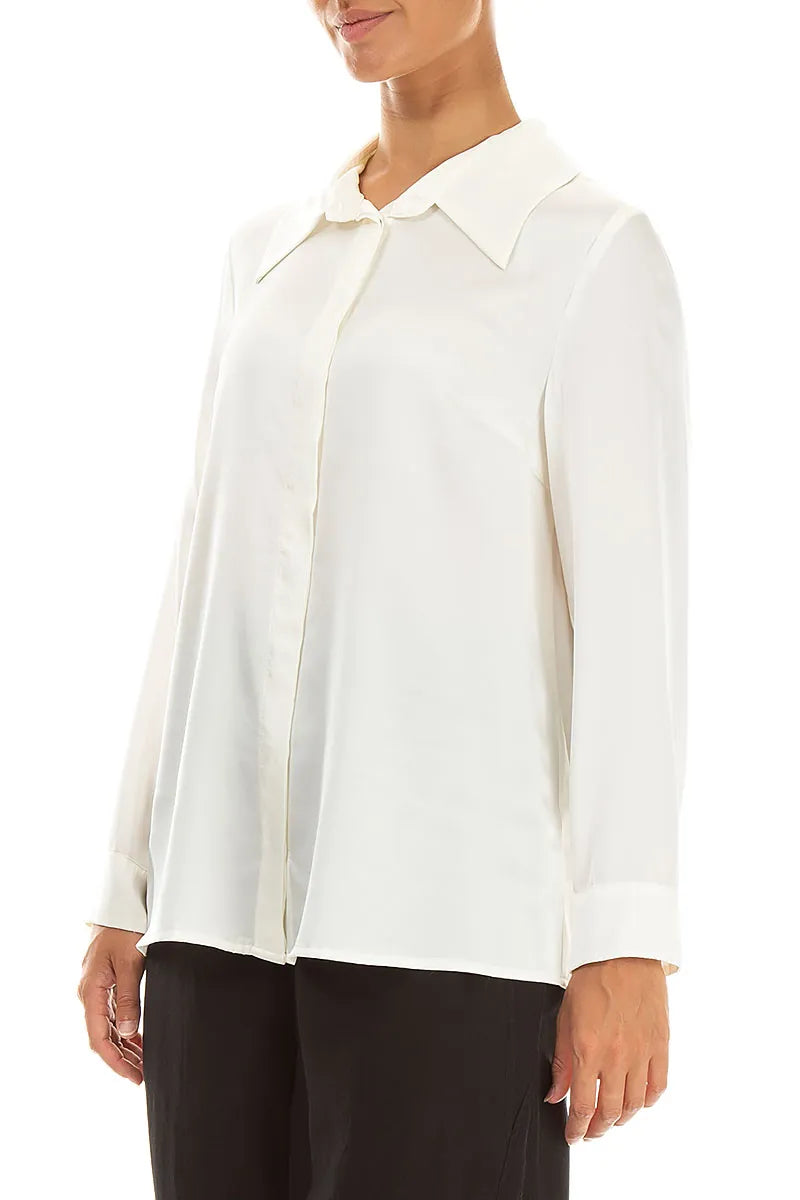 Softly Tailored Off White Silk Shirt 3