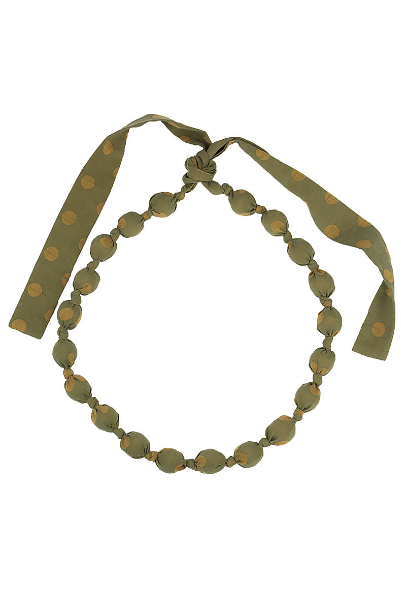 Olive Dotty Silk Bead Necklace 4