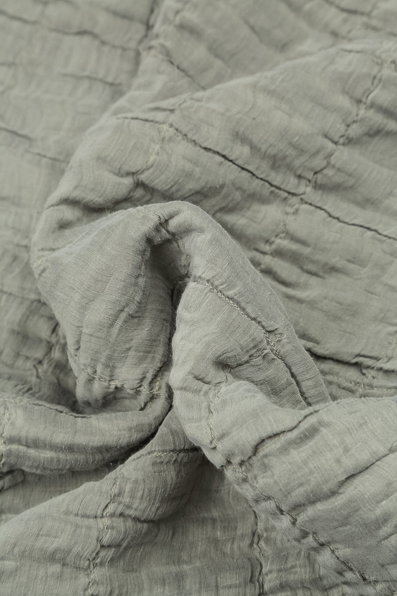 Olive Grey Pleated Silk Linen Blouse 5