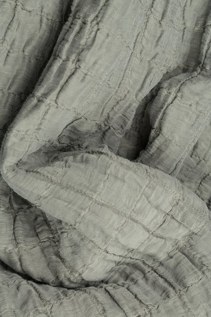 Olive Grey Pleated Silk Linen Trousers