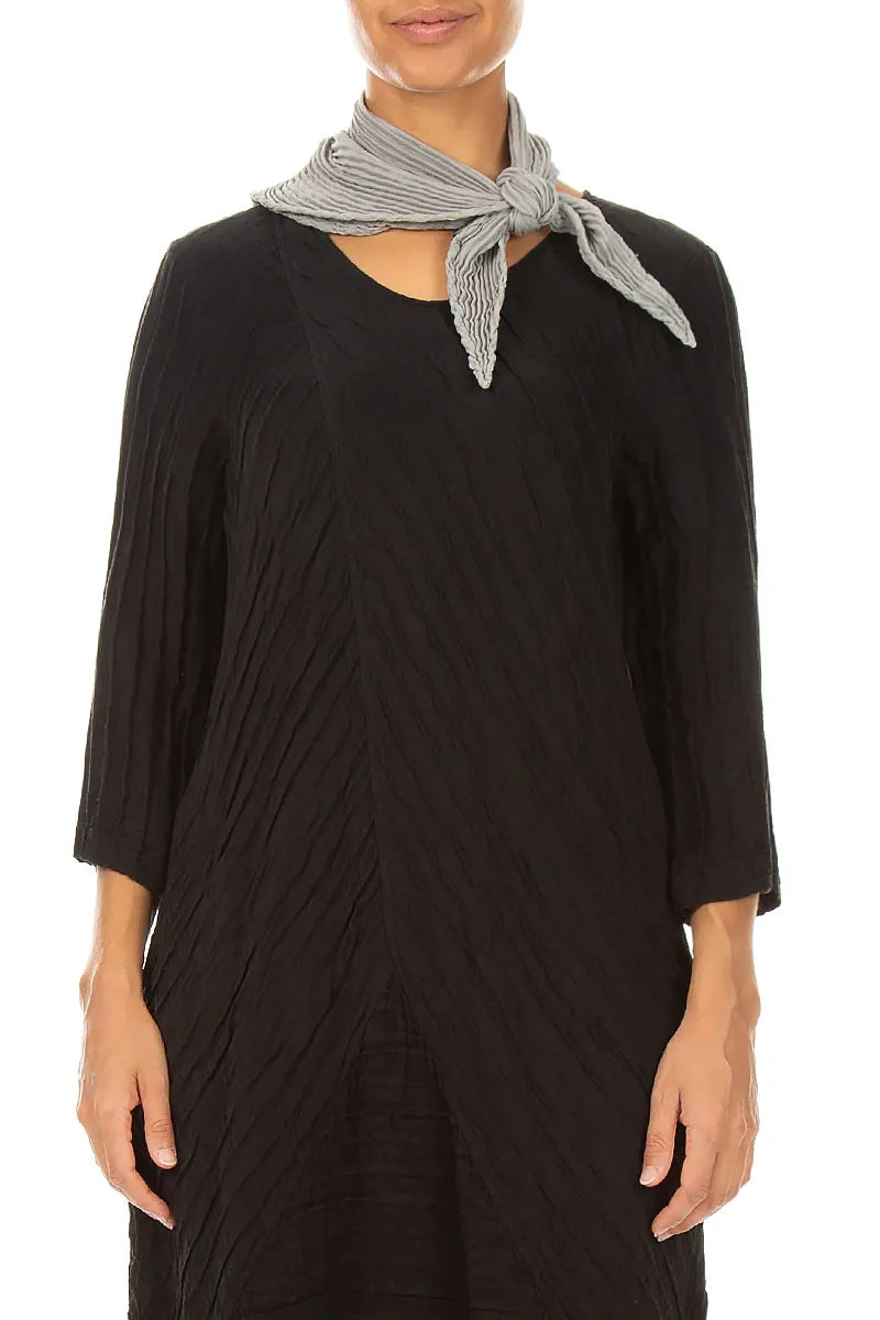 Olive Grey Plissé Silk Scarf 1