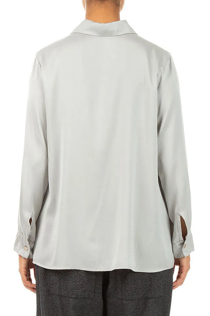 Olive Grey Silk Shirt