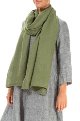 Olive Soft Gauze Linen Scarf 3
