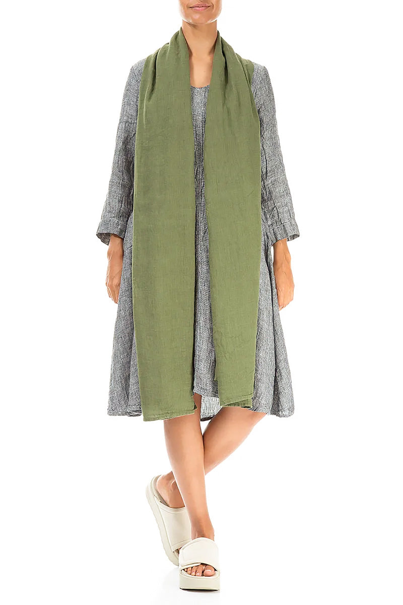 Olive Soft Gauze Linen Scarf 2
