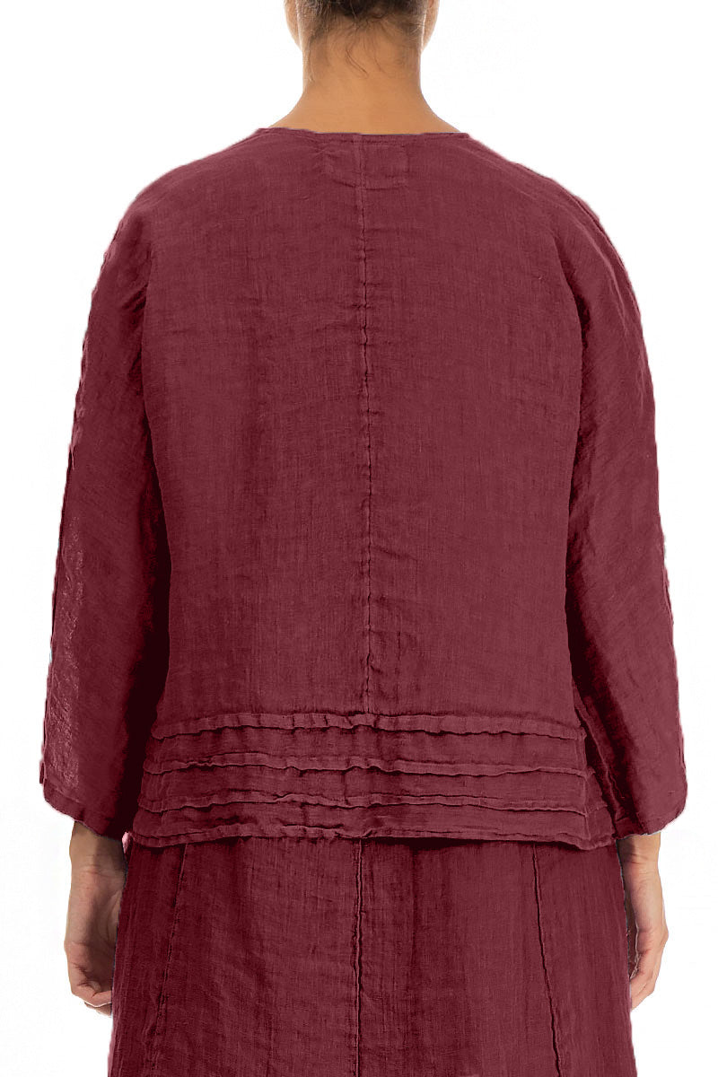 Open Antique Ruby Gauze Linen Jacket 2