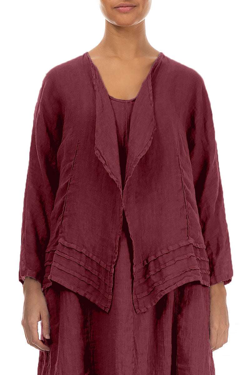 Open Antique Ruby Gauze Linen Jacket 1