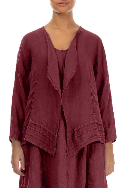 Open Antique Ruby Gauze Linen Jacket 1