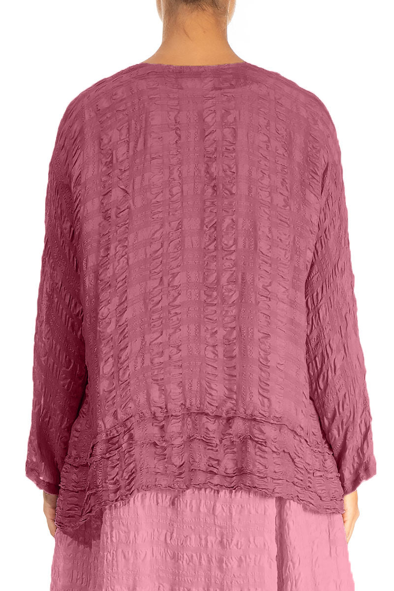 Veste ouverte en soie texturée rubis antique