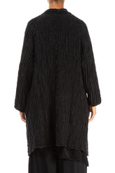 Open Black Circle Silk Linen Jacket 2