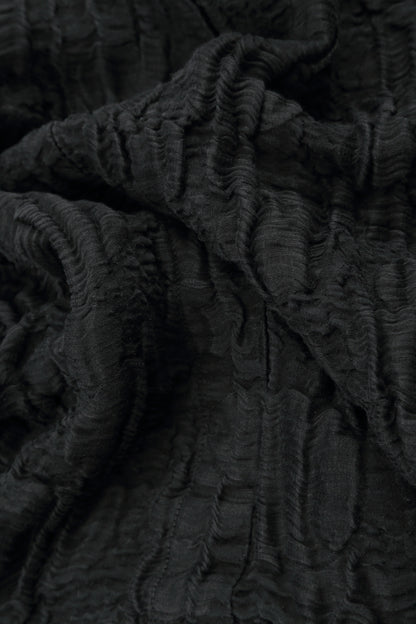 Open Black Circle Silk Linen Jacket 5