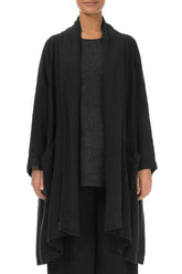 Open Black Heavier Linen Jacket 1