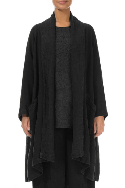 Open Black Heavier Linen Jacket 1