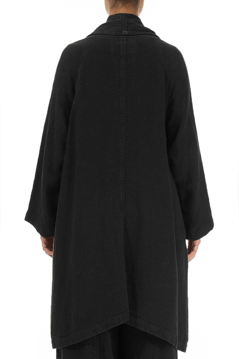 Open Black Heavier Linen Jacket 2